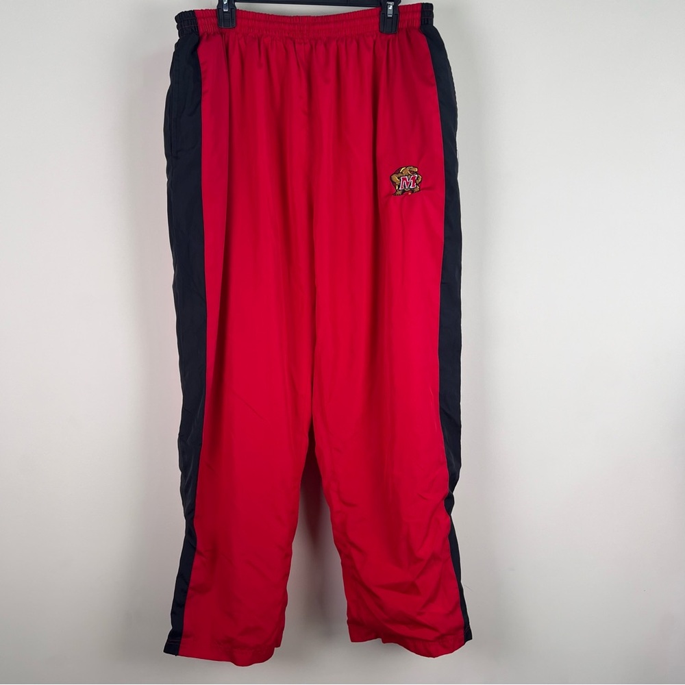 Men’s NCAA Red and Black Track Pants Maryland Terrapin logo XL